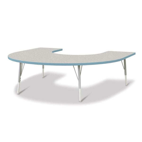 Berries Horseshoe Activity Table, 66 in. x 60 in., E-height, Freckled Gray/Coastal Blue/Gray